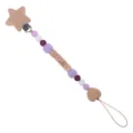 Personalisierte Schnullerkette mit lila Silikonperlen und Buchenholz Sternclip - Lila
