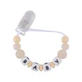 Sujetachupetes de silicona DIY con cuentas melocotón y letras BABY en cordón blanco - Color Piel