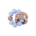 DIY baby teether bracelet with light blue silicone beads and natural beech wood rings - Light Blue