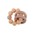 DIY baby teething bracelet with natural beech wood and skin-tone silicone beads - Deep Skin