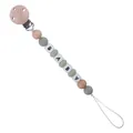 Silicone and beech wood baby pacifier clip with BABY letter beads in grass green - Sage Green