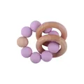 DIY baby teether bracelet with lavender silicone beads and natural beech wood rings - Light Purple