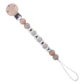 Beech wood and silicone baby pacifier clip with BABY letter beads in khaki - Khaki