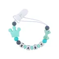 Teething pacifier chain with crown and BABY letters in mint green and white silicone - Mint Green