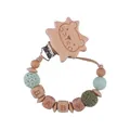 Cartoon lion wooden baby pacifier clip with green silicone beads and BABY letter blocks - Green