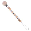 Handmade beech wood and orange silicone baby pacifier clip with BABY letter beads - Deep Skin