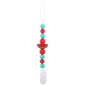 Silicone pacifier clip with watermelon bead and mint green beads for teething babies - Watermelon