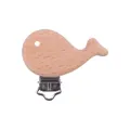 Whale shaped beech wood pacifier clip for baby DIY chains with natural wooden finish - Whale
