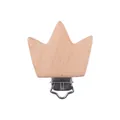 Natural beech wood pacifier clip in a crown shape with a secure metal fastener - Crown