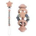 Beechwood baby pacifier clip and rattle set with sage green silicone beads and star motif - Sage Green Set