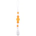 Silicone pacifier clip with orange fruit charm and orange-white beads for infants - Orange