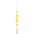 Silicone pacifier clip with yellow lemon bead and white safety clasp for infants - Lemon