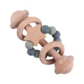 Star-shaped beech wood and olive green silicone bead rattle teether for infants - Sage Green