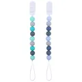 Speenkoord voor baby's van siliconen kralen in munt en blauw met stevige clip - Blauw Groen Grijs Kleur