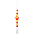 Silicone pacifier clip with red and yellow beads and French fries design for babies - French Fries