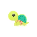 Mordedor de tortuga de silicona verde y naranja para cadenas de chupetes y pulseras - Amarillo