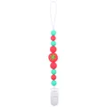 Silicone pacifier clip with red and green beads and a cartoon tomato pendant - Tomato
