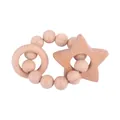 Anneau de dentition en hêtre avec étoile et perles naturelles pour apaiser bébé - Étoile