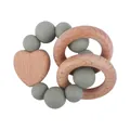 Massaggiagengive in legno di faggio e silicone verde acqua con cuore per neonati - Verde Salvia