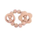Anneau de dentition en hêtre pour bébé avec perles rondes et hochet en bois à fleur - Fleur