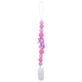 Schnullerkette mit Seepferdchen aus Silikon in Rosa und Flieder für Babys - Fuchsia