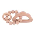 Anneau de dentition en hêtre pour bébé avec forme de nuage et perles naturelles - Nuage
