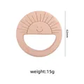 Natural beech wood baby teether ring with smiling sun engraving and 62mm diameter - Sunflower