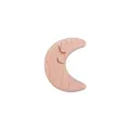 Natural beech wood crescent moon teething ring with smiling face for DIY pacifier clips - Moon Smiley Face