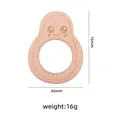 Avocado-shaped beech wood baby teether with smiling face, size 76x60mm 16g weight - Avocado