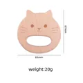 Cartoon cat shaped beech wood baby teething toy with natural grain and smooth finish - Cat