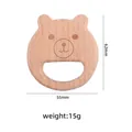 Beißring aus Buchenholz in Bärenform für Babys, natürliche Textur, Größe 62x55 mm - Bär