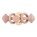 Beech wood baby rattle with yellow silicone beads and heart-shaped teether charm - Light Skin