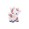 Mordedor de silicona de vaca animada en blanco y marrón con acabado mate - Blanco