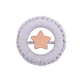 Handmade light purple crochet star teether toy with natural wood ring for infants - Gray