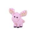 Pink cartoon elk silicone teether bead for DIY baby pacifier clip and dental care - Pink Purple