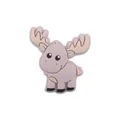 Cute brown cartoon elk silicone teether charm for DIY baby pacifier clips or accessories - Reindeer Style / Khaki