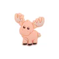 Pink elk cartoon silicone teether accessory for DIY baby pacifier clips and teething toys - Rose Pink