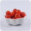 Orange basketball pattern 15mm silicone beads with holes for DIY jewelry and pacifier chains - Basketball