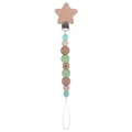 Star-shaped beech wood pacifier clip with mint green silicone and crochet beads - Mint Green