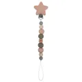 Star-shaped beech wood pacifier clip with crochet and silicone beads in sage green - Sage Green