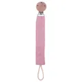 Rosa Baby Schnullerkette aus Baumwolle und Leinen mit Clip aus natürlichem Buchenholz - Rosa
