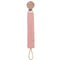 Rosa Schnullerkette aus Baumwolle mit Naturholzclip für Babys und Kleinkinder - Fleischrosa