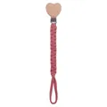 Handmade beechwood heart pacifier clip with dusty rose woven cotton rope for babies - Dusty Pink