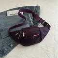 Durable deep purple nylon sports waist bag with multiple zippers and adjustable strap - Deep purple