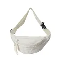 Minimalist white nylon crossbody chest bag with adjustable strap and buckle closure - White