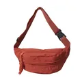 Minimalist Harajuku style chest bag in reddish brown color with embroidered text - Orange