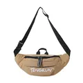 Khaki nylon crossbody chest bag with adjustable black strap and white lettering - Khaki