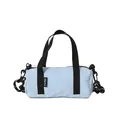 Mini light blue cylinder crossbody bag made of durable nylon with decorative round rope strap - Blue