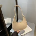 Elegant beige crocodile-embossed hobo shoulder bag with luxury golden hardware - Khaki