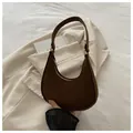 Brown crocodile embossed crescent hobo shoulder bag with elegant faux leather texture - Brown